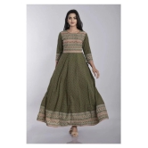 Kbz - Green Cotton Blend Womens Anarkali Kurti - M