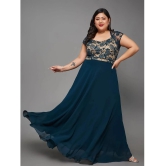 Miss Chase A+ Georgette Self Design Full Length Womens Fit & Flare Dress - Teal ( Pack of 1 ) - None