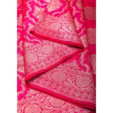 Pink Dual tone Pure Katan Silk Banarasi Saree with Persian Trellis Jaal Weave | SILK MARK CERTIFIED