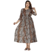 HIGHLIGHT FASHION EXPORT Cotton Brown A- line Dress - Single - M