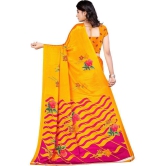 LEELAVATI - Yellow Crepe Saree With Blouse Piece ( Pack of 1 ) - Yellow