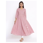 miravan Pink Cotton Anarkali Kurti - 3XL