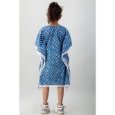 Blue and White Leheriya pattern Kaftan Dress-10-12 years