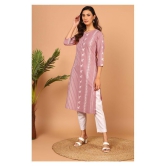 Janasya - Pink Cotton Womens Straight Kurti ( Pack of 1 ) - S