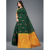 Om Shantam Sarees - Green Art Silk Saree With Blouse Piece ( Pack of 1 ) - Green