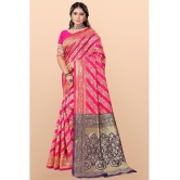 LEELAVATI - Pink Banarasi Silk Saree With Blouse Piece ( Pack of 1 ) - Pink