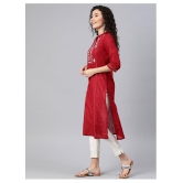 Alena Maroon Cotton Straight Kurti - M