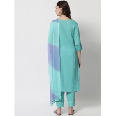 Estela Rayon Embroidered Kurti With Pants Women's Stitched Salwar Suit - Turquoise ( Pack of 1 ) - None