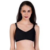 LacyLuxe Seamless Padded Bra Women Full Coverage Lightly Padded Bra-32B / Black / Nylon Non Stretch Net