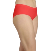 Sona Womens Comfortable Red Plain Seamless (No Line) Lycra SILK Cotton Anti-Bacterial, Skinny Soft Premium Panties-L / RED