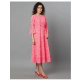 Selvia Net Pink A- line Dress - - L