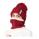 PENYAN - Maroon Woollen Womens Cap ( Pack of 1 ) - Maroon