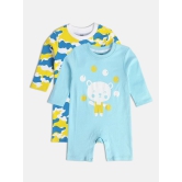 miniklub Multicolor Cotton Rompers For Baby Boy ( Pack of 2 ) - None