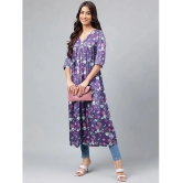 Janasya - Navy Blue Satin Womens Flared Kurti ( Pack of 1 ) - None