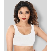 Dermawear White Poly Cotton Solid Sports Bra - L