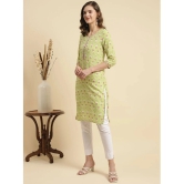 Rangita Women Green Rayon Floral Printed Knee Length Straight Kurti - None