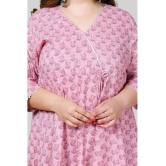 miravan - Pink Cotton Women''s Anarkali Kurti ( Pack of 1 ) - None