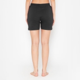 Plain Knitted Shorts For Women - Black Black XL