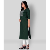 Rangrasiya - Green Cotton Blend Women's Straight Kurti ( Pack of 1 ) - 4XL