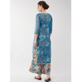 Pannkh Womens Festive Floral Top With Lace Detailed Shrug And Matching Palazzo Set - None