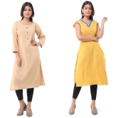 DESHBANDHU DBK - Multicolor Cotton Womens Straight Kurti ( Pack of 2 ) - None