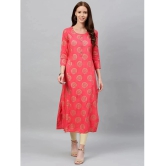 KIPEK - Pink Rayon Womens Straight Kurti ( Pack of 1 ) - None