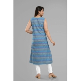 Parastri Cotton Striped Front Slit Womens Kurti - Blue ( Pack of 1 ) - None