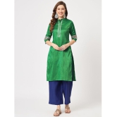 Pannkh Womens Festive Placket Embroidered Kurta With Contrasting Pants - None