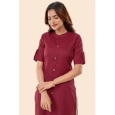 Glomee - Maroon Cotton Womens Front Slit Kurti ( Pack of 1 ) - None