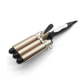 3 Barrel Curling Iron with LCD Display-Gold