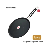 LAZYWINDOW Tawa & Tadka Pan Black Iron No Coating Cookware Sets ( Set of 3 )