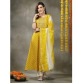 Stylum Rayon Printed A-Line Womens Kurti with Dupatta - Yellow ( Pack of 1 ) - None