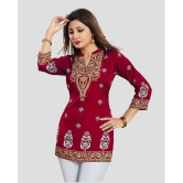 Meher Impex Crepe Printed A-line Womens Kurti - Red ( Pack of 1 ) - None