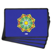 Indigifts Table Mats for Dinning Table 4 Piece 12X18 Inches - Blue Designer Dining Placemats 4 Seater