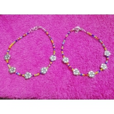 Women Fashion New Anklet SP15Alloy Anklet (flower multicolour moti) pack of 2 pcs