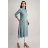 MAUKA - Turquoise Rayon Womens Front Slit Kurti ( Pack of 1 ) - L