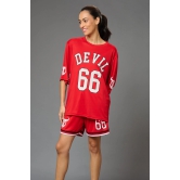 Devil 66 (in Red) Printed Co-ord Set for Women XXL