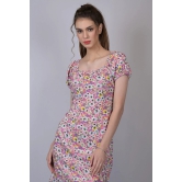 OWO THE LABEL Multicolored Flower Print Dress (OTL-DRS1011)-Multicolor / L