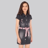 Cutecumber - Black Denim Girls Shirt Dress ( Pack of 1 ) - None