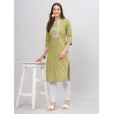 JC4U Cotton Embroidered Straight Womens Kurti - Green ( Pack of 1 ) - None