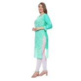 Lavangi Women Lucknow Chikankari Sea Green Georgette Kurti with Matching Cotton Inner