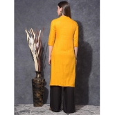 Mamoose Rayon Self Design Straight Womens Kurti - Yellow ( Pack of 1 ) - None