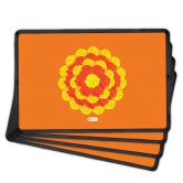 Indigifts Table Mats For Dinning Table 4 Piece 12X18 Inches - Orange Designer Dining Placemats 4 Seater