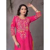 Juniper Rayon Embroidered Straight Womens Kurti - PINK ( Pack of 1 ) - None