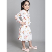 MINI & MING Girls Floral Print Tie-Up Neck Puff Sleeve A-Line Dress