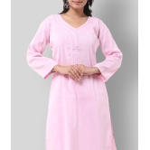 DESHBANDHU DBK - Pink Cotton Womens Straight Kurti - None