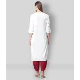 Divena - White Cotton Blend Womens Straight Kurti - S