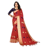 offline selection - Red Silk Blend Saree With Blouse Piece (Pack of 1)