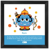 Indigifts Diwali Wall Decor Religious Gift Items - Be Like Lord Ram Printed Blue Poster Frame 10x10 Inches - Souvenir From India| God Gift Items| Gift for Family| Lord Ram Poster