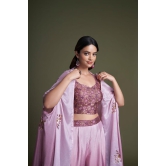 Pink Embroidered Chinnon Party Wear Palazzo